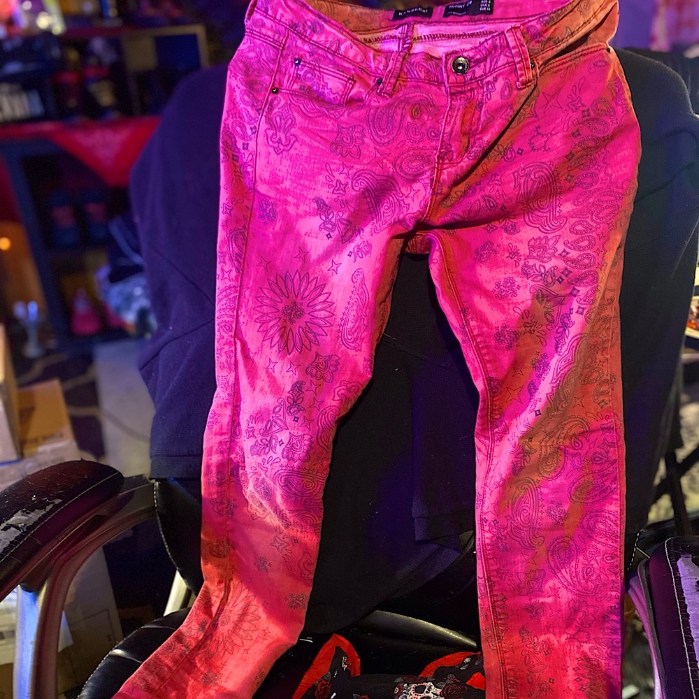 Paisley bandanna red pants jeans